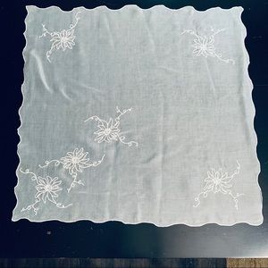 Vintage Homemade Organza Square Tablecloth 41x41